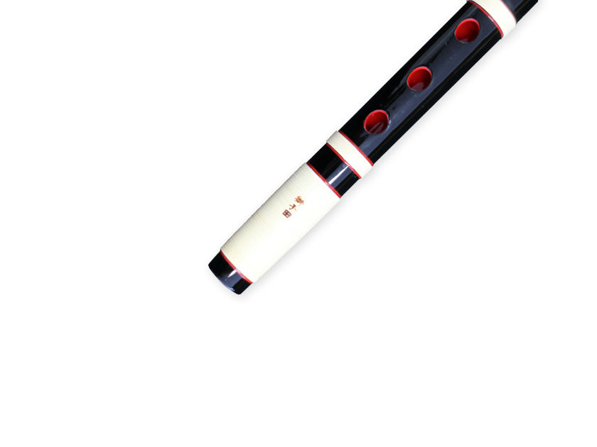 獅子田流 篠笛 本漆塗 籐半重 黒